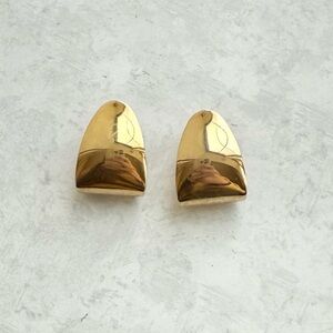 Vintage Gold Tone Clip On Earrings 1980s 80s